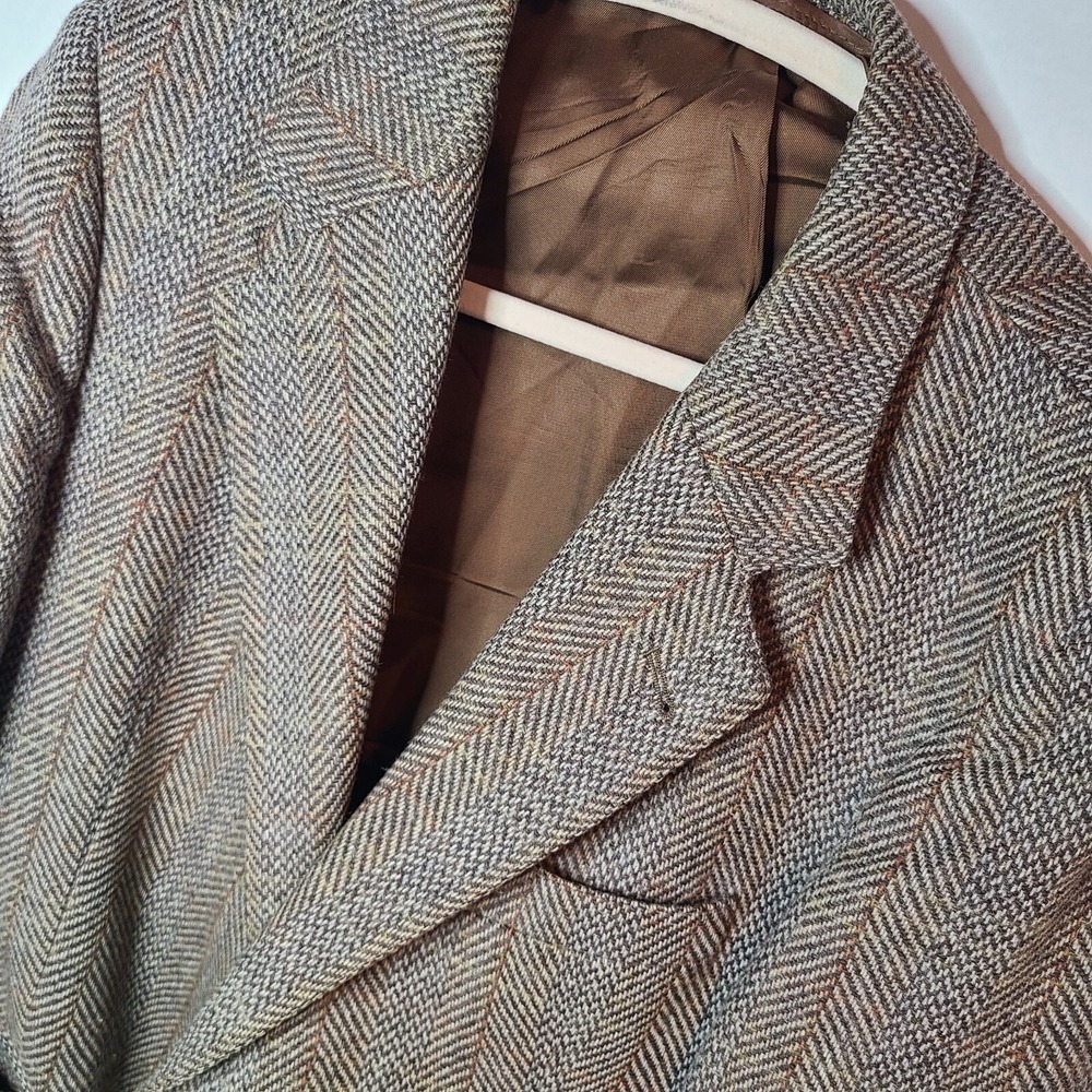 Egon Von Furstenberg Tweed Blazer Leather Buttons 40 Made In Italy - Picture 7 of 13